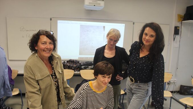 Flore Vesco, autrice avec les professeurs  du projet 6°C et Catherine Vincent 